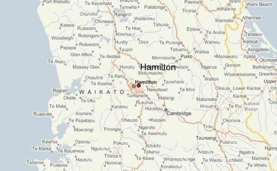 Žemėlapis hamilton, naujoji zelandija