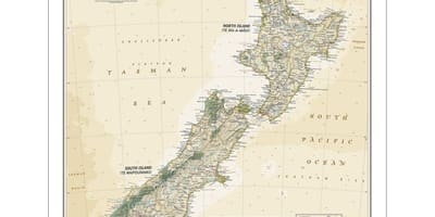 National geographic naujosios zelandijos žemėlapis